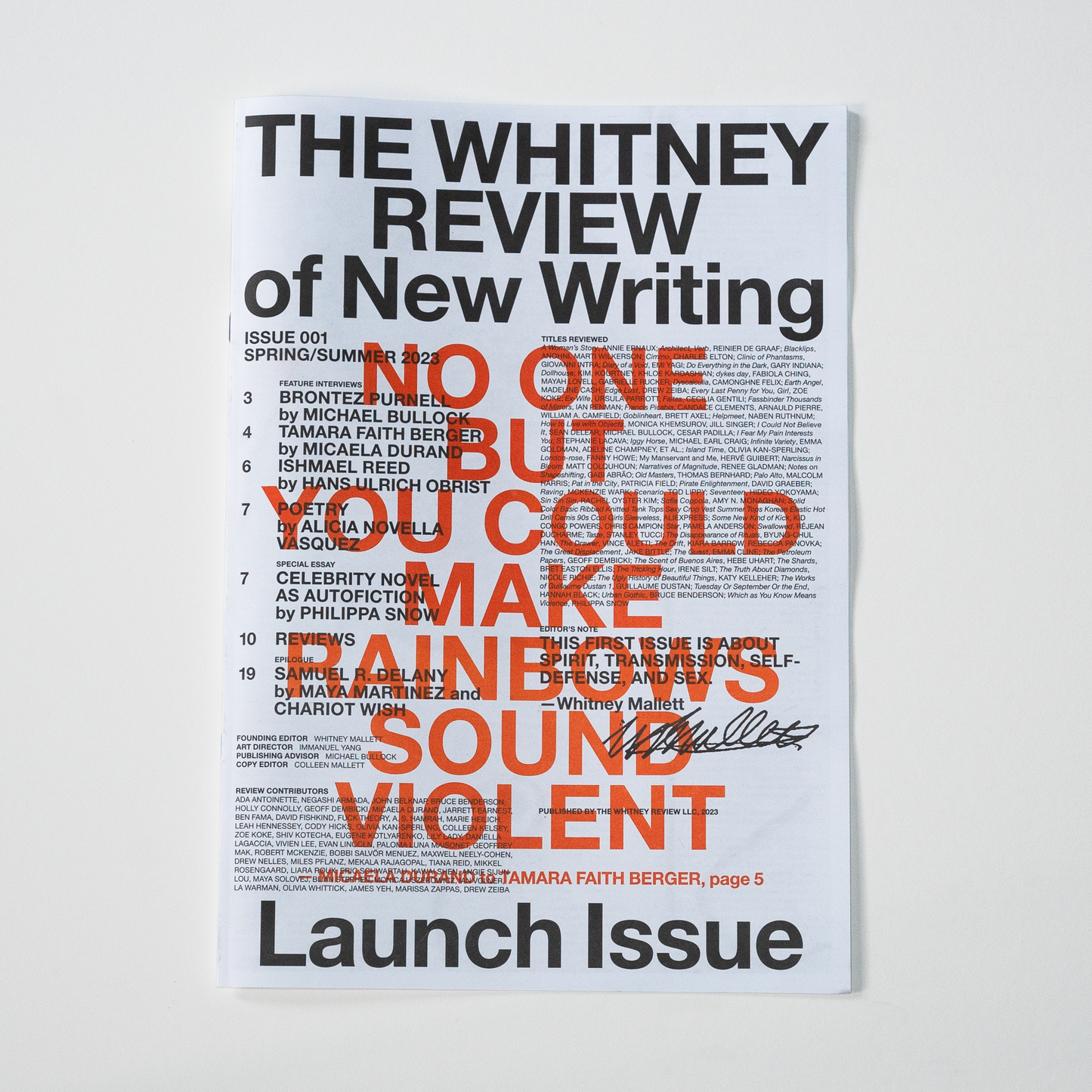 THE WHITNEY REVIEW Of New Writing Issue 001 Spring/Summer 2023